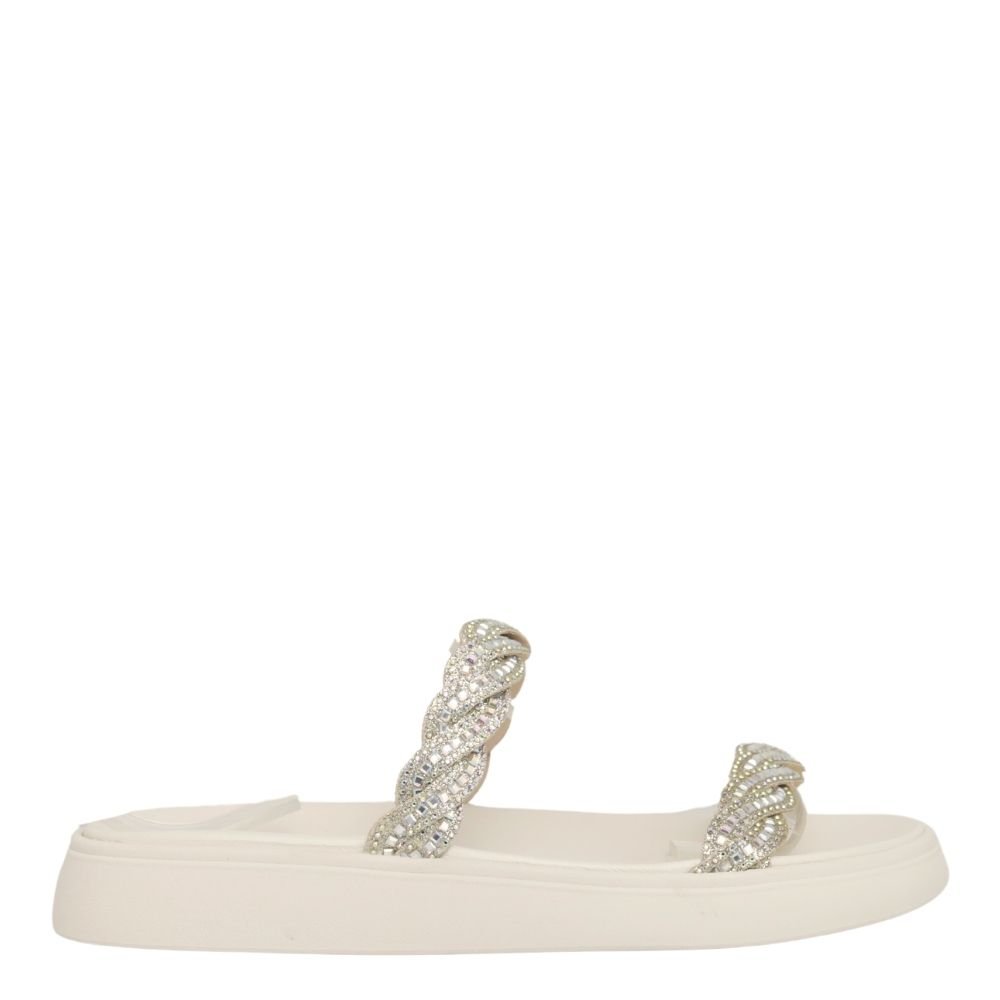 Tamanco Casual Feminino Moleca Confortável Brilho 5469.133 Branco 2