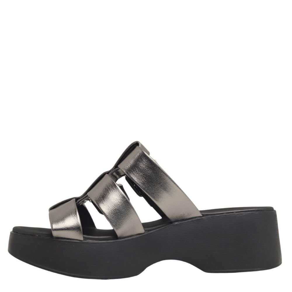 Tamanco Feminino Confortavel Casual Fivela Moleca 5503.107 Cinza 3
