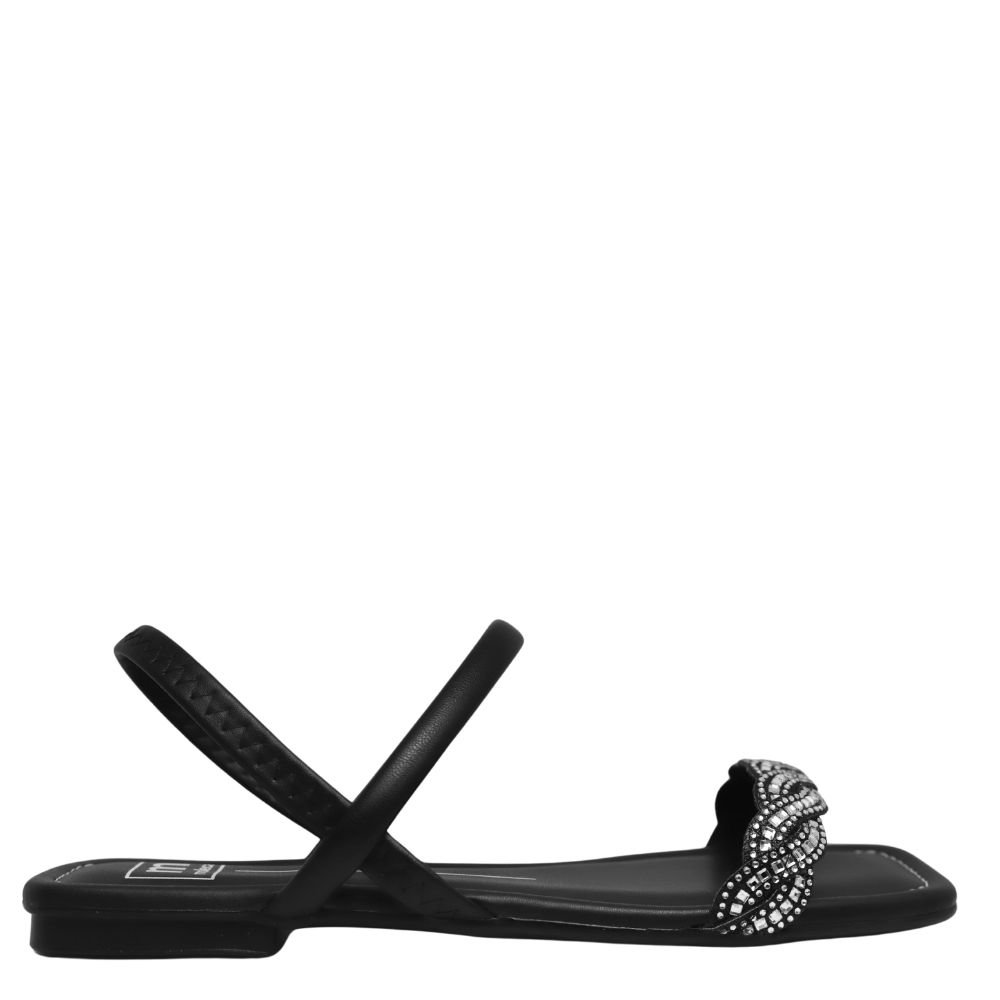 Tamanco Feminino Rasteirinha Brilho Casual Moleca 5462.132 Preto 2