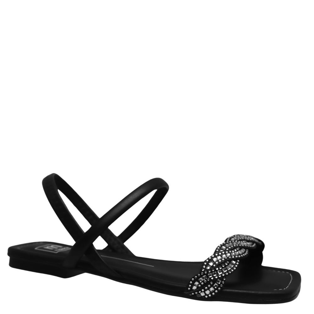 Tamanco Feminino Rasteirinha Brilho Casual Moleca 5462.132 Preto 4