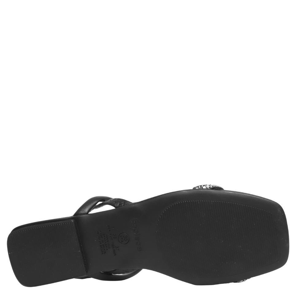 Tamanco Feminino Rasteirinha Brilho Casual Moleca 5462.132 Preto 5