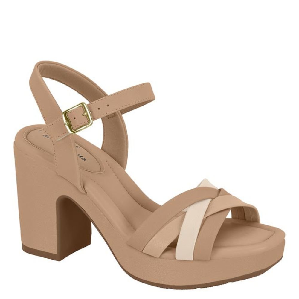 Sandália Salto Modare Ultraconforto Feminino Brilho 7203.102 Marrom 1