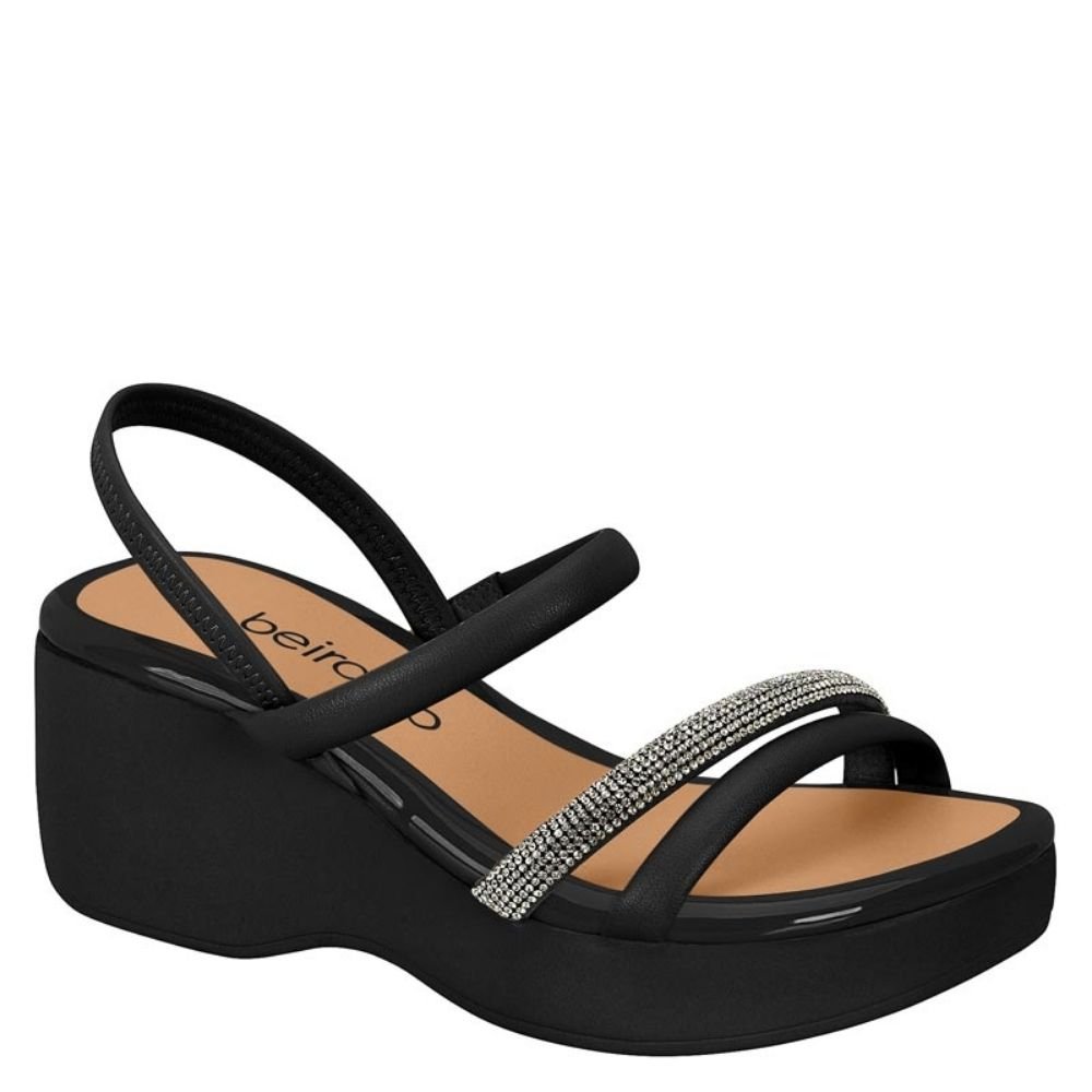 Tamanco Feminino Brilho Plataforma Alto Beira Rio 8455.307 Preto 1