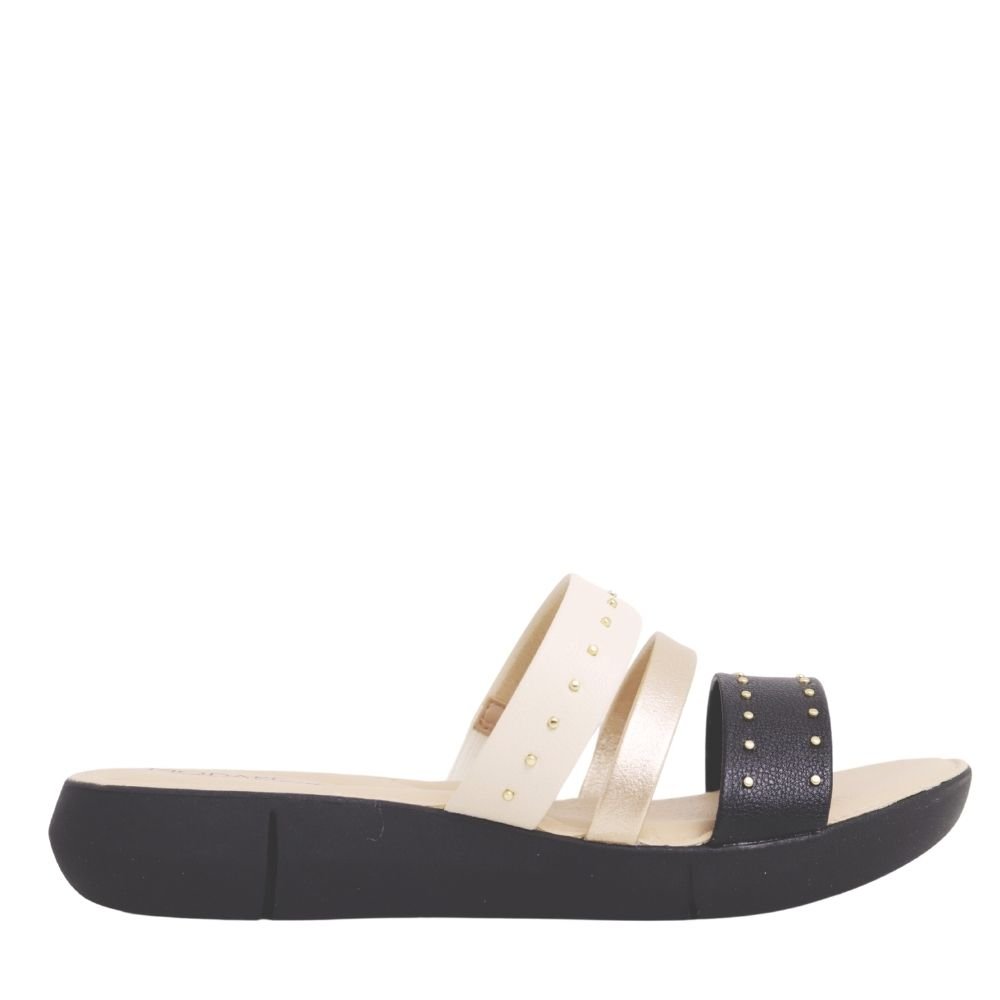 Tamanco Feminino Modare Conforto Casual Tiras 7199.106 Bege/Preto 2