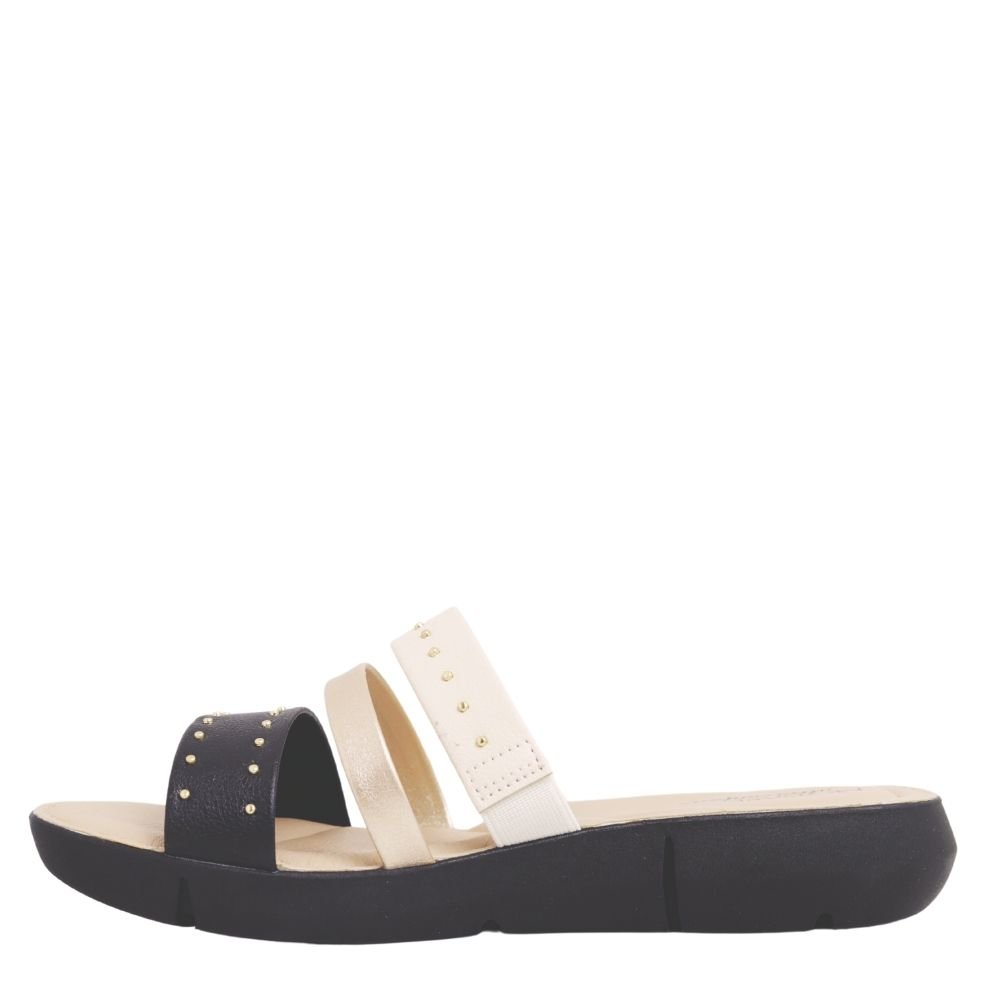 Tamanco Feminino Modare Conforto Casual Tiras 7199.106 Bege/Preto 3