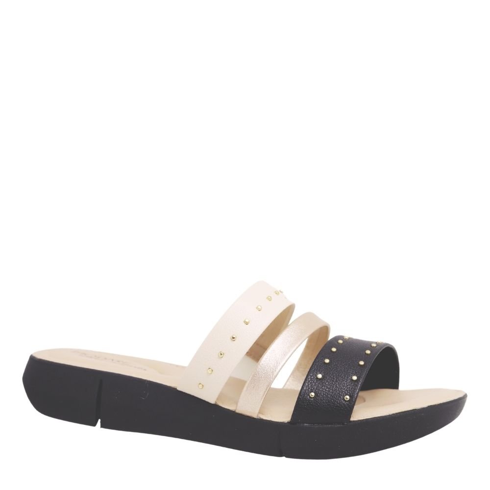 Tamanco Feminino Modare Conforto Casual Tiras 7199.106 Bege/Preto 4