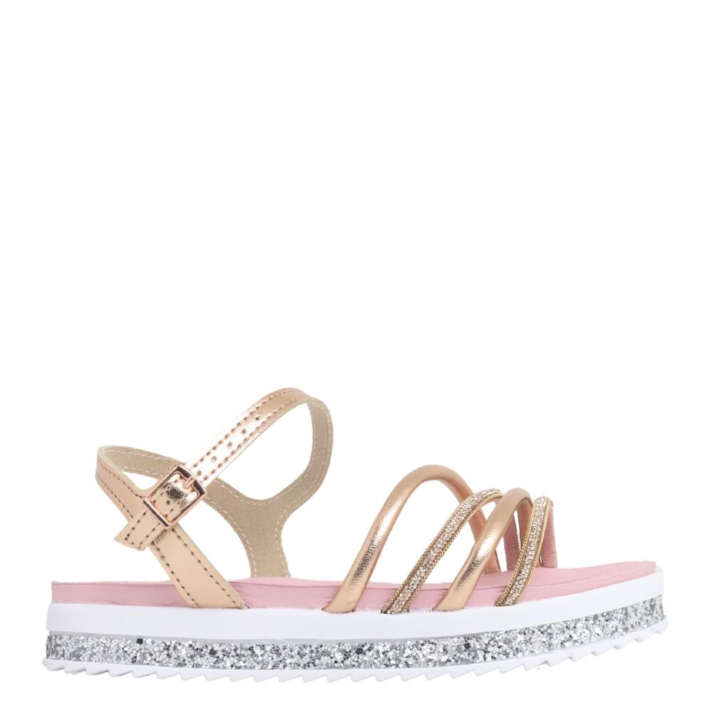 Sandália Infantil Menina Trataroda Macia Molekinha Brilho Dourado 2