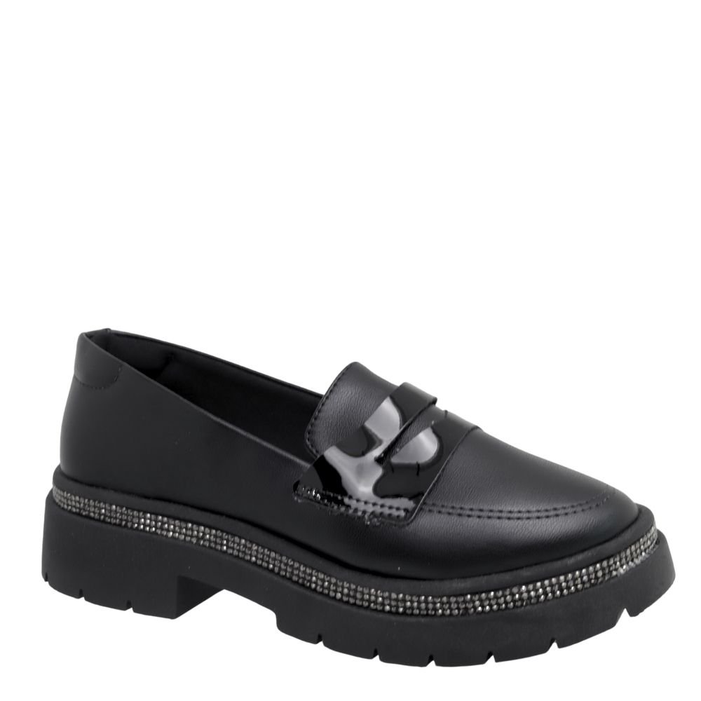 Sapatos Meninas Infantil Mocassim Loafer Brilho Confortável Preto 4