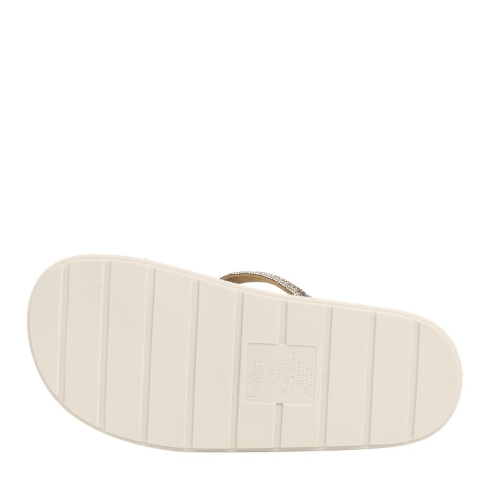 Tamanco Feminino Beira Rio Conforto Papete Flat Strass Alta Branco 5