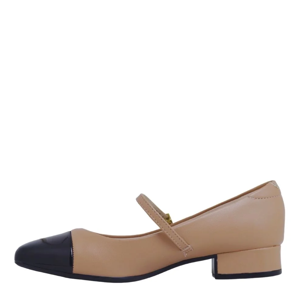 Sapato Casual Feminino Salto Baixo Grosso Conforto Moleca Bege 3