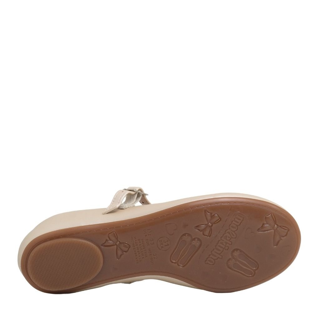 Sapatilha Infantil Molekinha Boneca Meninas Casual Laço Bege 5
