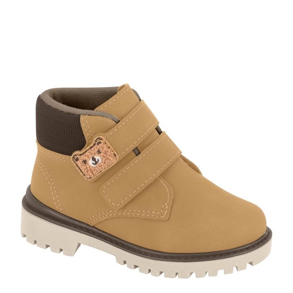 Bota Coturno Infantil Menino Cano Curto Conforto Molekinho Bege 1