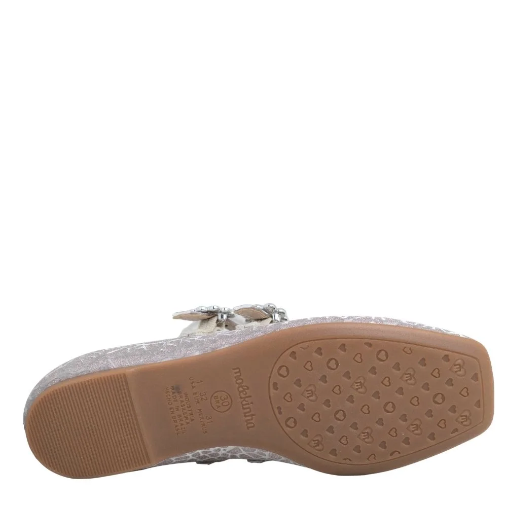 Sapatilha Infantil Menina Molekinha Confortável Brilho Casual Prata 5