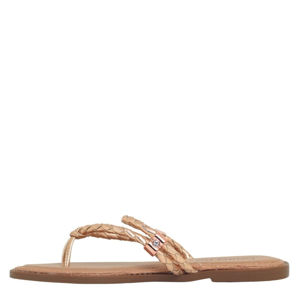 Sandália Rasteirinha Feminina Beira Rio Conforto Tiras Casual Bege 4