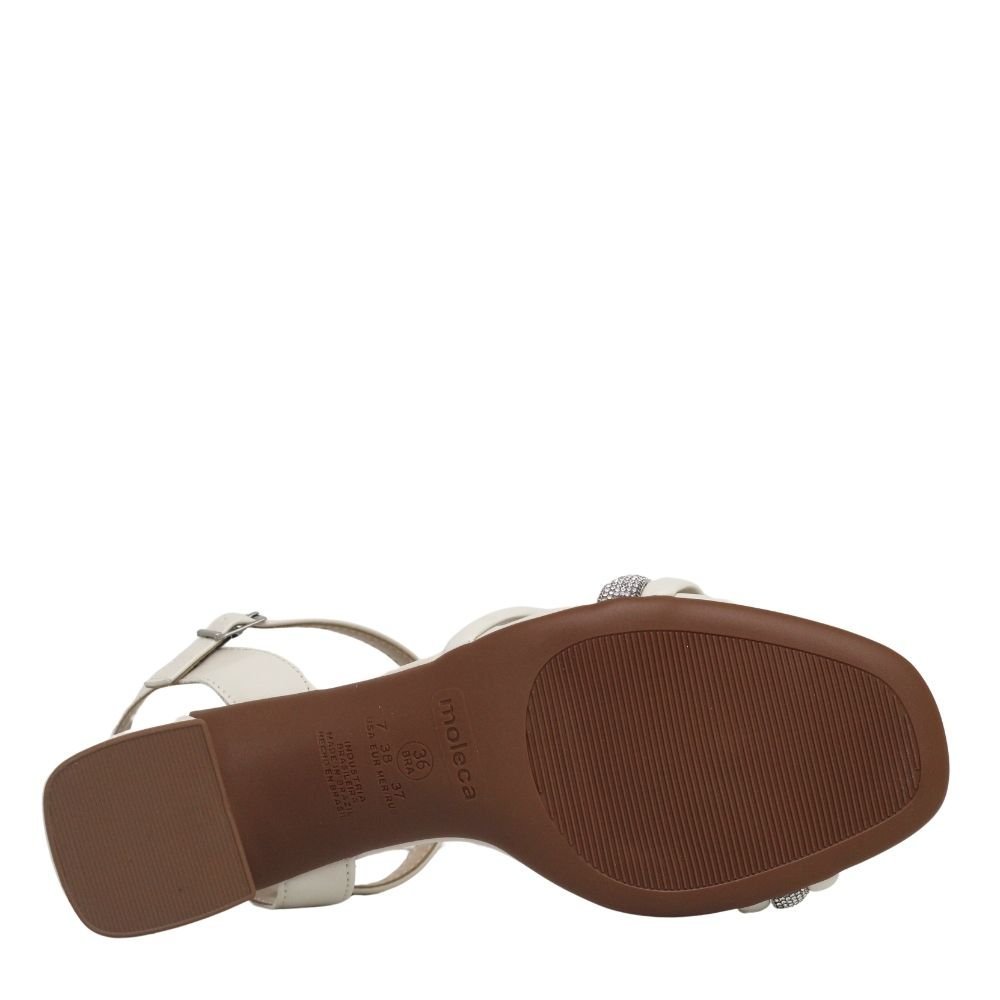 Sandália Feminina Salto Grosso Moleca Conforto Casual Verão Branco 5