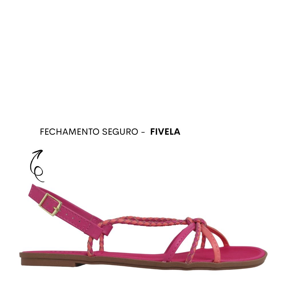 Sandália Feminina Rasteira Leve Conforto Estilo Moleca Rosa 2
