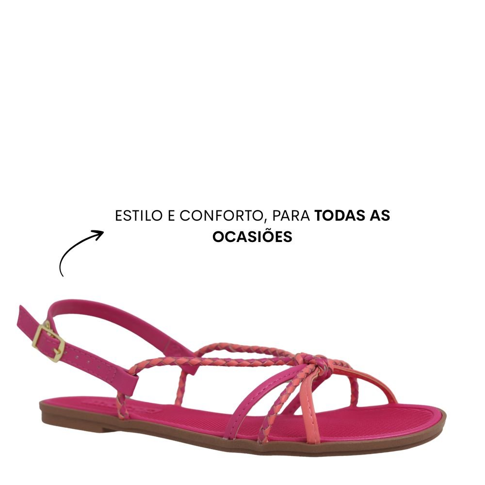 Sandália Feminina Rasteira Leve Conforto Estilo Moleca Rosa 4