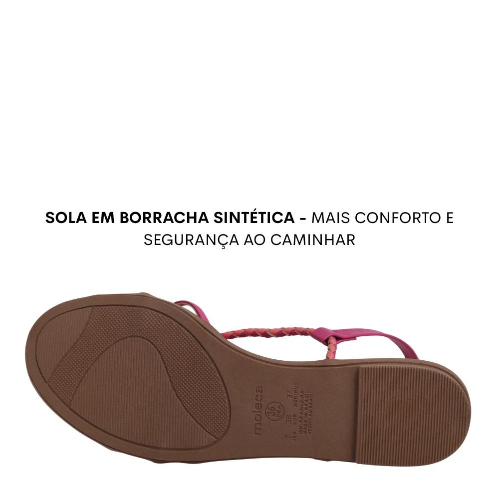 Sandália Feminina Rasteira Leve Conforto Estilo Moleca Rosa 5