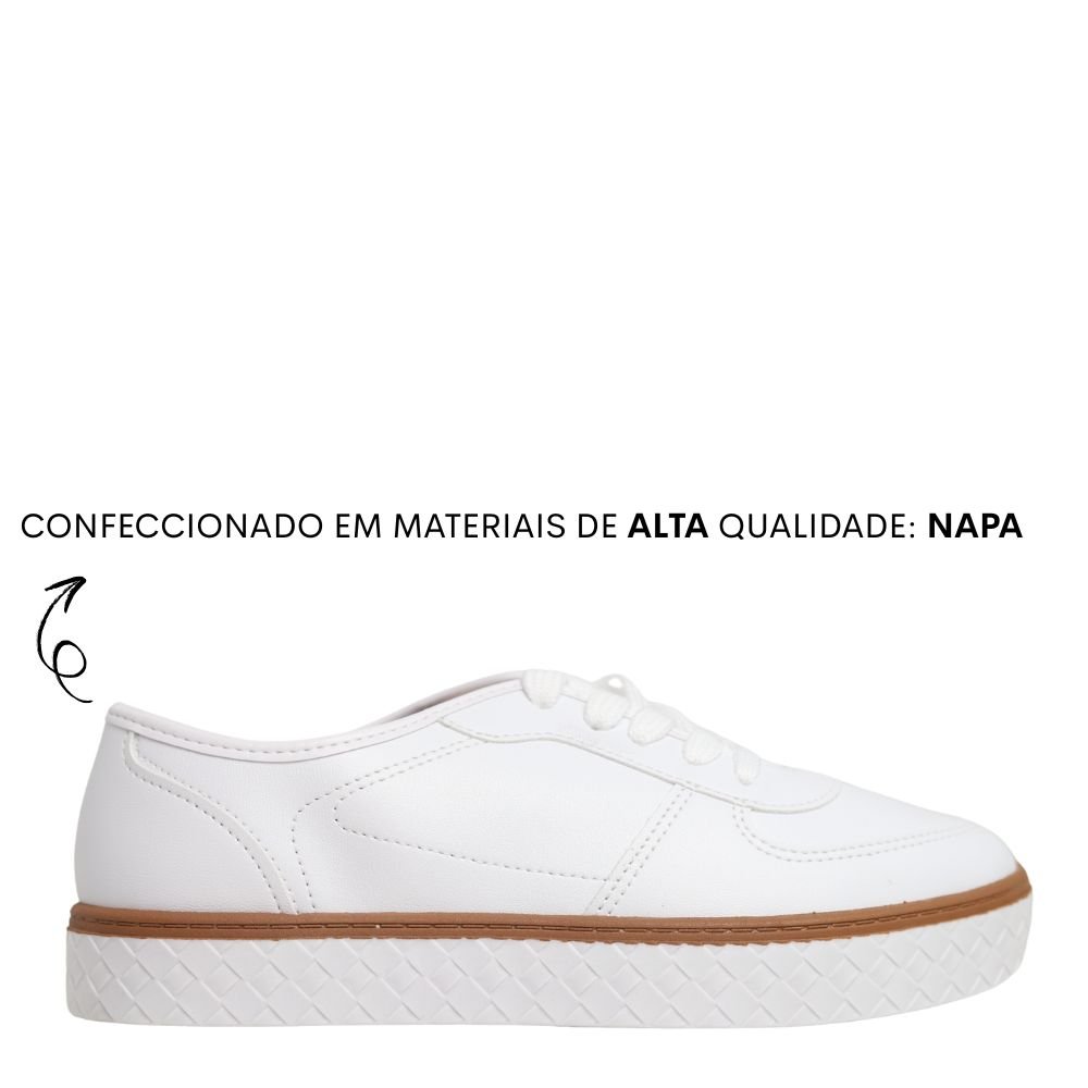 Tênis Casual Feminino Confortável Flatform Moleca 5712.233 Branco 2