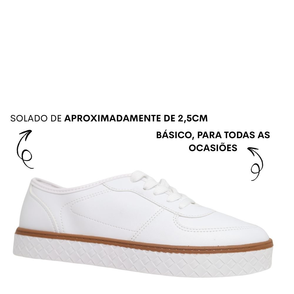 Tênis Casual Feminino Confortável Flatform Moleca 5712.233 Branco 4
