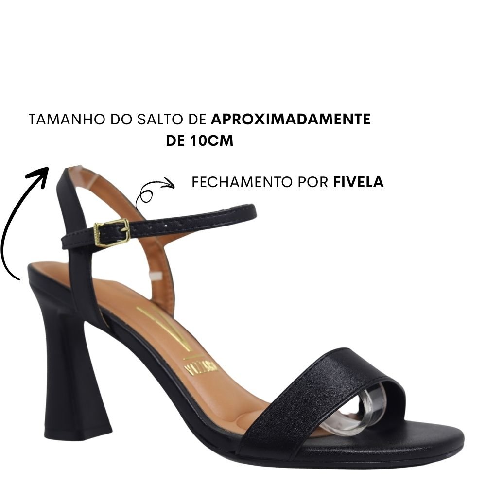 Sandalia Feminina Moda Conforto Salto Grosso Fivela Casual Preto 4