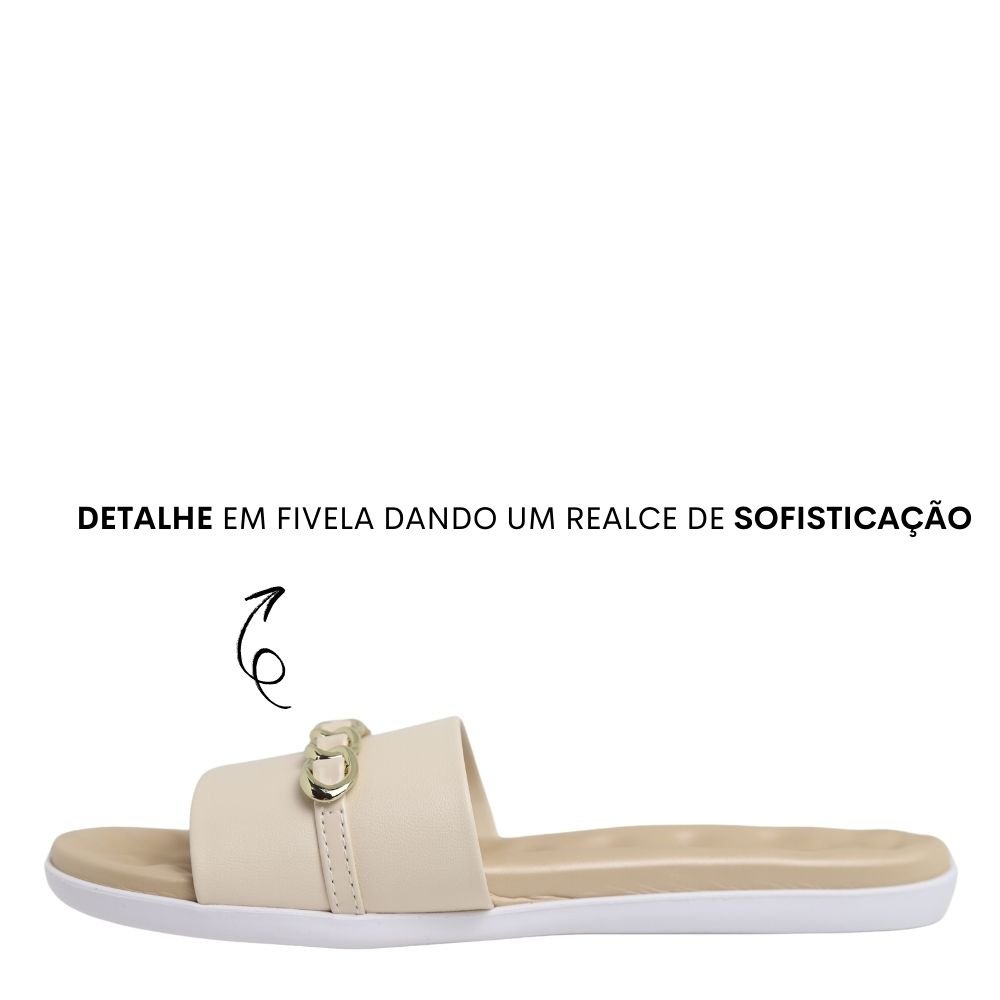 Chinelo Slide Beira Rio Feminino Leve Macia Fivela 8360.357 Branco 3