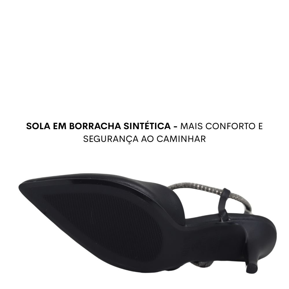 Scapin Vizzano Feminino Salto Alto Brilho Strass 1185.1138 Preto 5