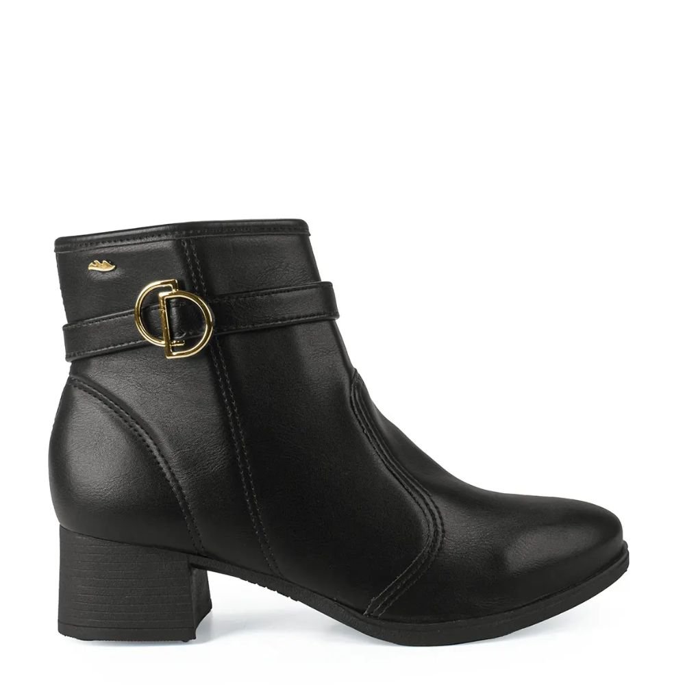 Coturno Feminina Fivela Conforto Salto Bloco Dakota DA861 Preto 1