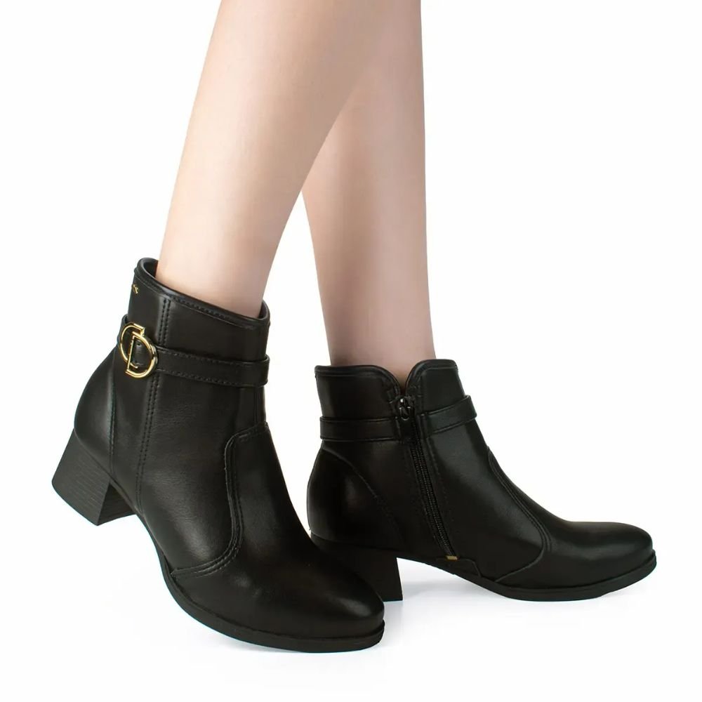 Coturno Feminina Fivela Conforto Salto Bloco Dakota DA861 Preto 3
