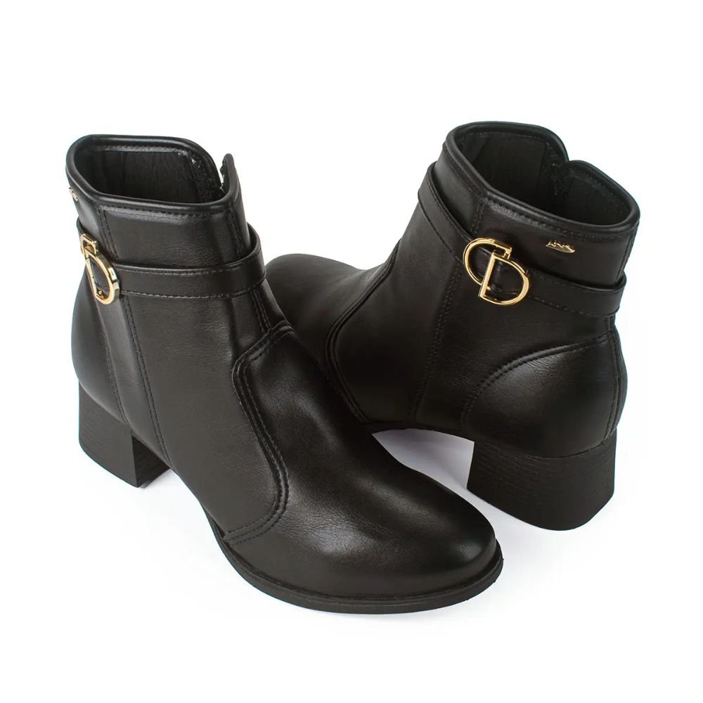 Coturno Feminina Fivela Conforto Salto Bloco Dakota DA861 Preto 4