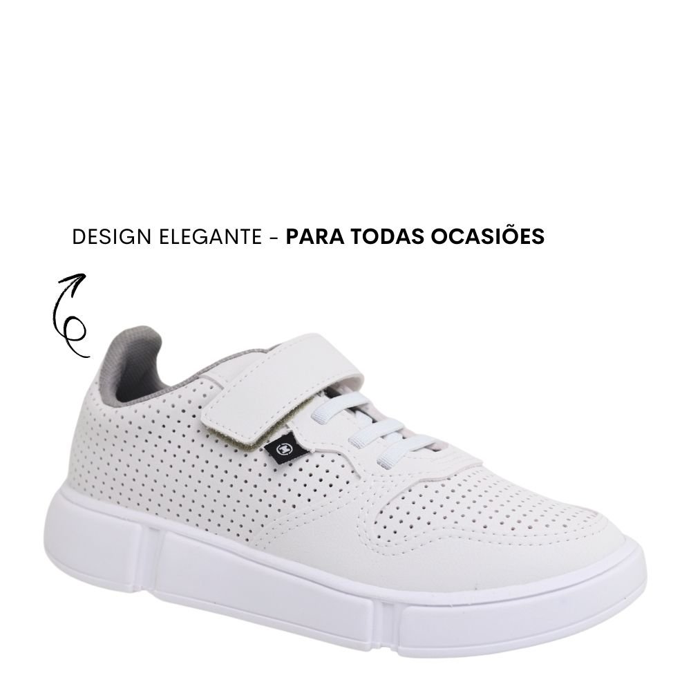 Tênis Infantil Casual Menino Molekinho Calce Fácil Conforto Branco 4