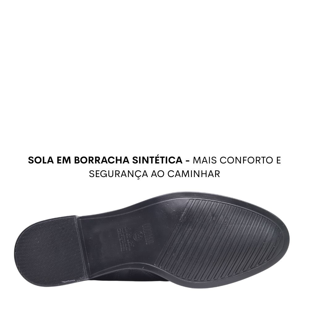 Bota Feminina Cano Longo Elastico Salto Grosso Baixo Vizzano Preto 5