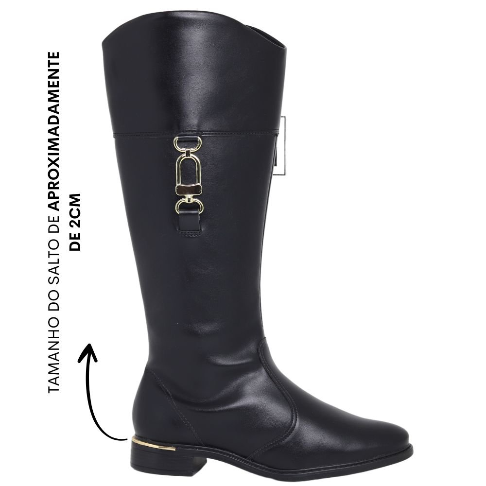 Bota Feminina Salto Baixo Montaria Cano Longo Vizzano 3077 Preto 2