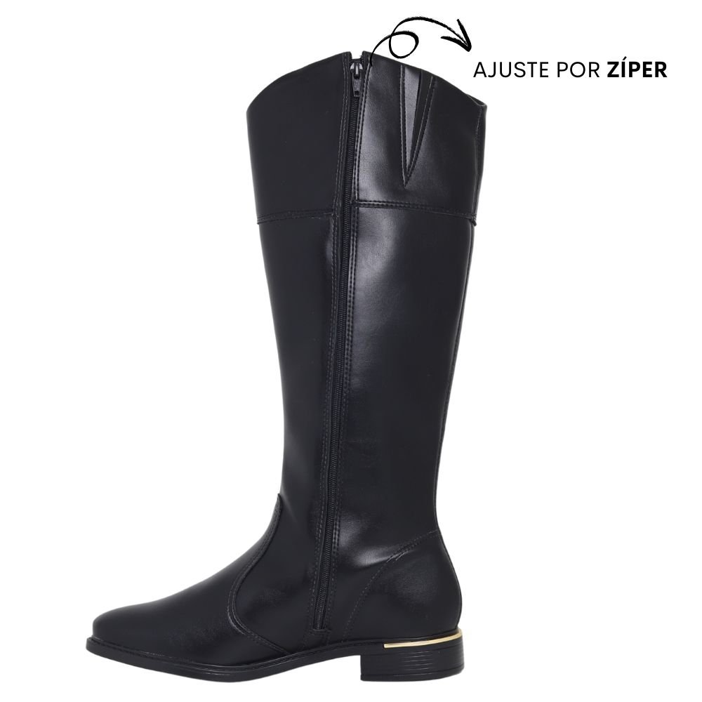 Bota Feminina Salto Baixo Montaria Cano Longo Vizzano 3077 Preto 3