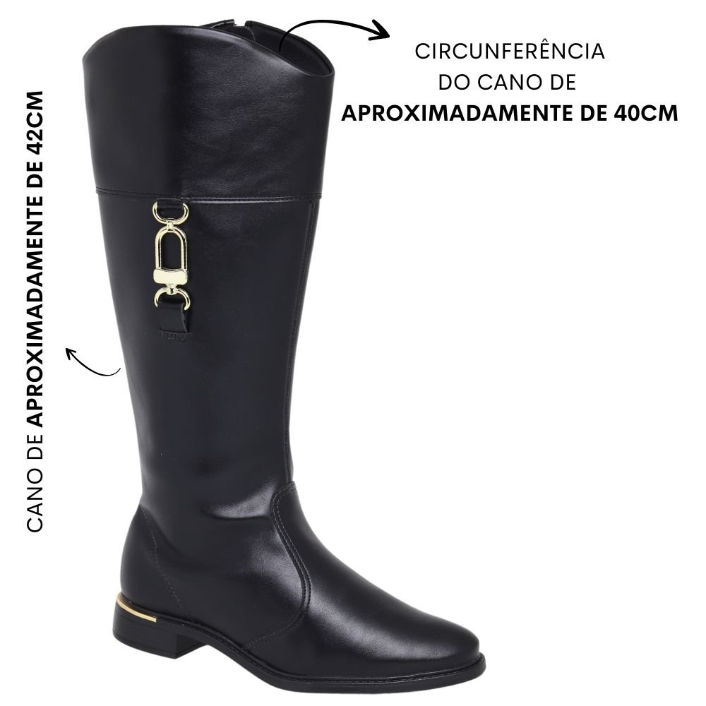 Bota Feminina Salto Baixo Montaria Cano Longo Vizzano 3077 Preto 4