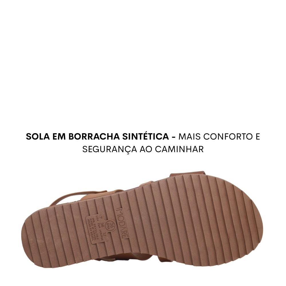 Sandália Rasteira Feminina Modare Estilo Conforto 7141.144 Marrom 5
