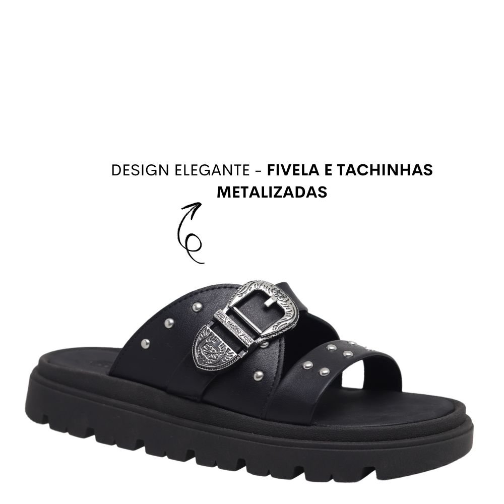 Sandália Feminina Fivela Moda Blogueira Macia Moleca 5504103 Preto 4