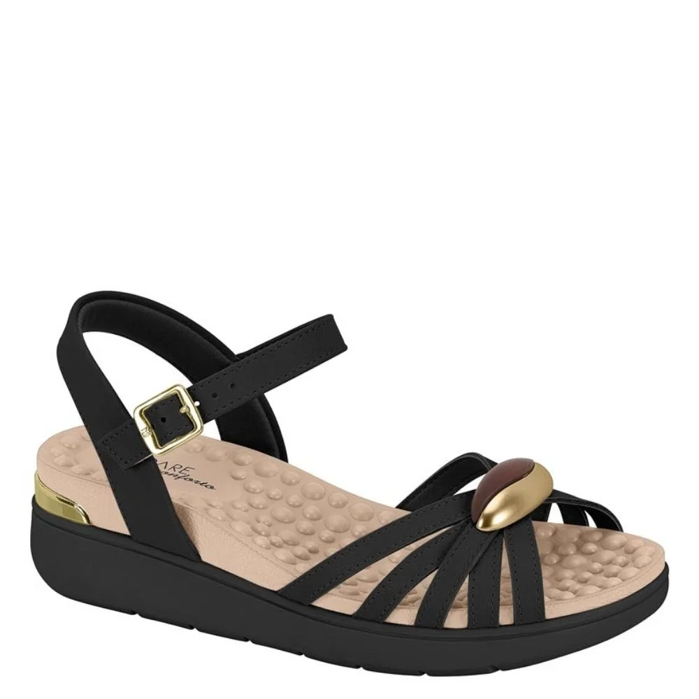 Sandalia Ortopédica Feminina Confortável Modare Preto