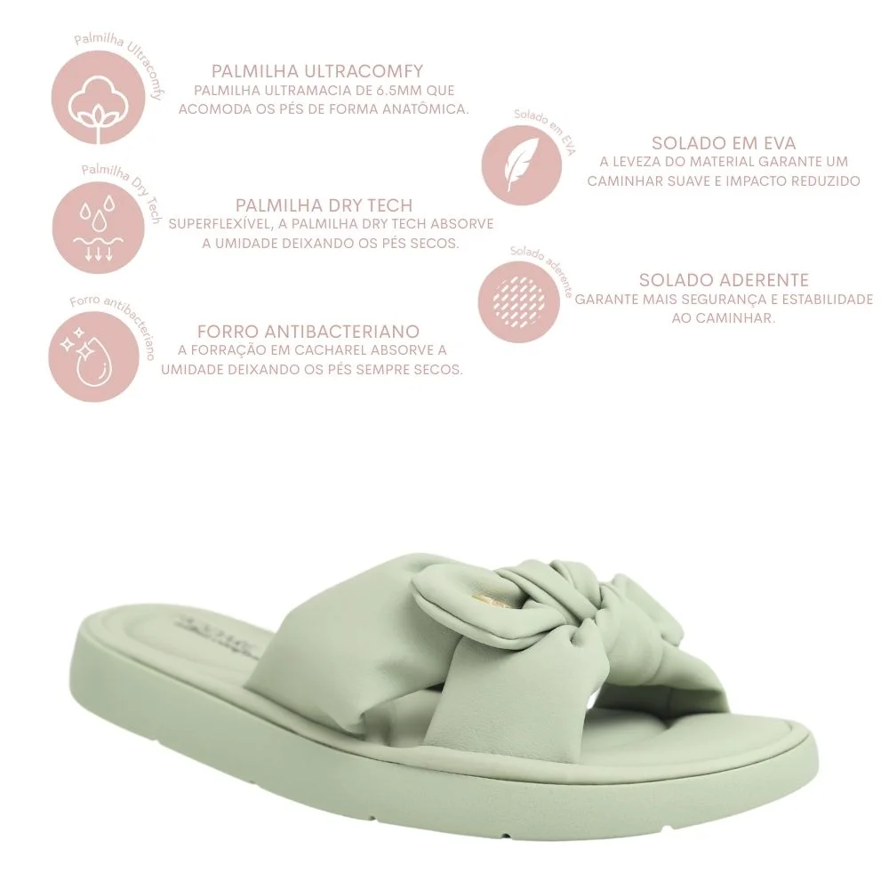Chinelo Slide Modare Ultraconforto Ortopedico Laço 7208.101 Verde 4