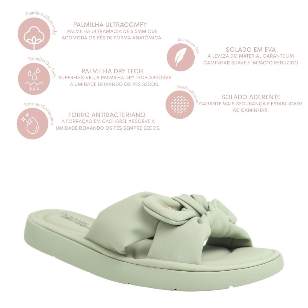 Chinelo Slide Modare Ultraconforto Ortopedico Laço 7208.101 Verde 4