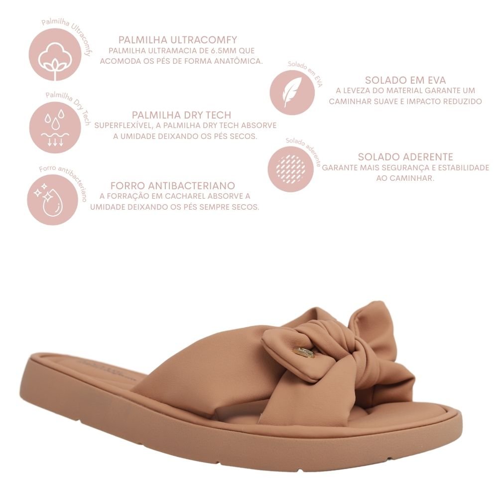 Chinelo Slide Modare Ultraconforto Ortopedico Laço  7208.101 Bege 4