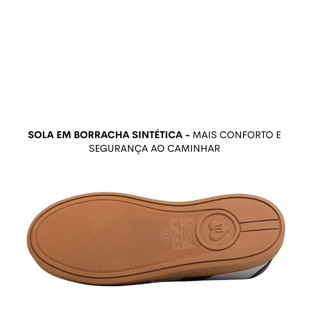 Tenis Passeio Infantil Menina Molekinha Confortavel Escolar Branco/Preto 5