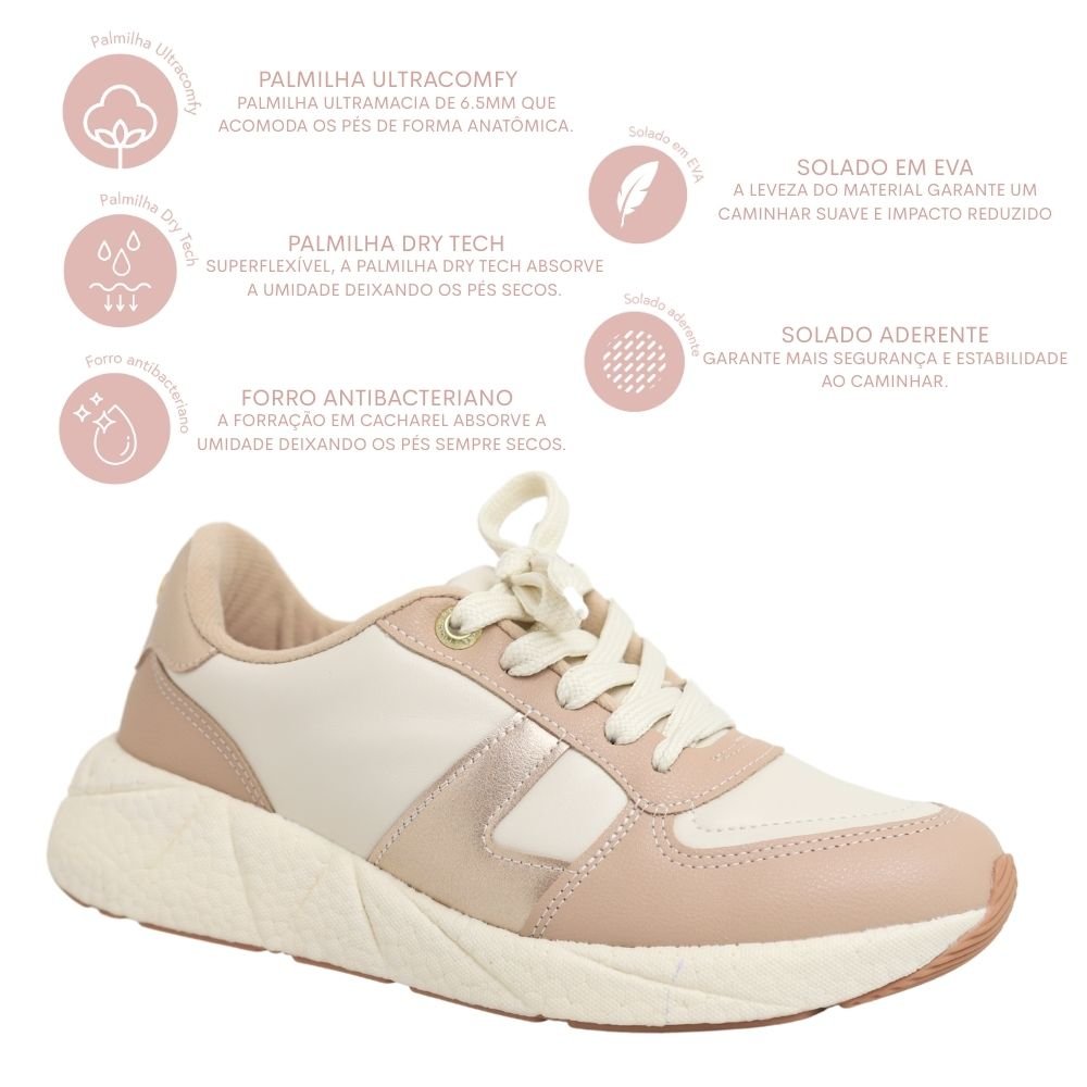Tênis Feminino Modare Confortável Estilo Casual 7395.208 Bege 4