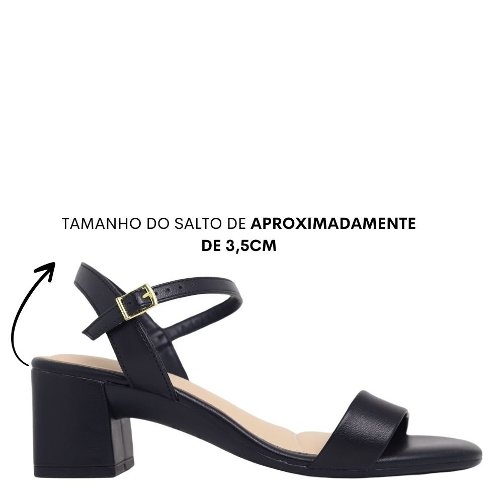 Sandalia Casual Feminina Salto Baixo Grosso Conforto Moleca Preto 2