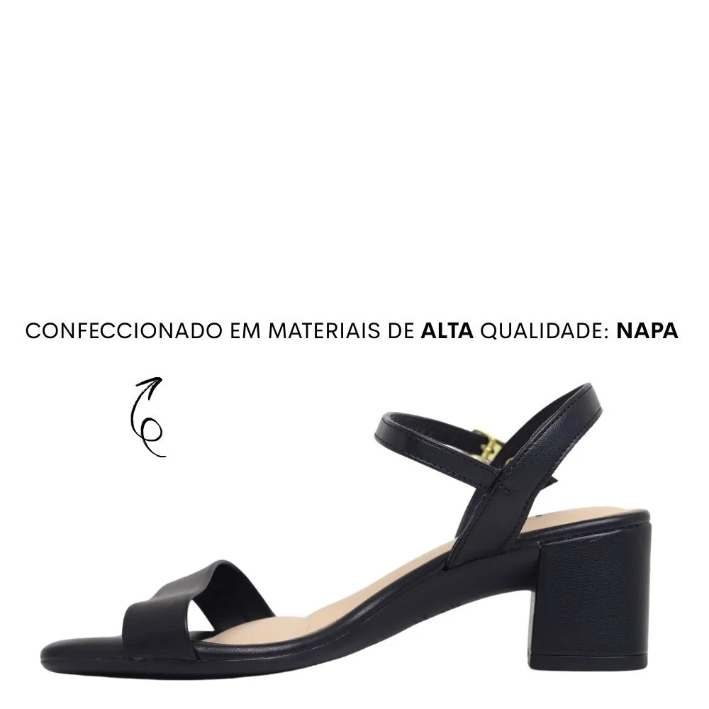 Sandalia Casual Feminina Salto Baixo Grosso Conforto Moleca Preto 3