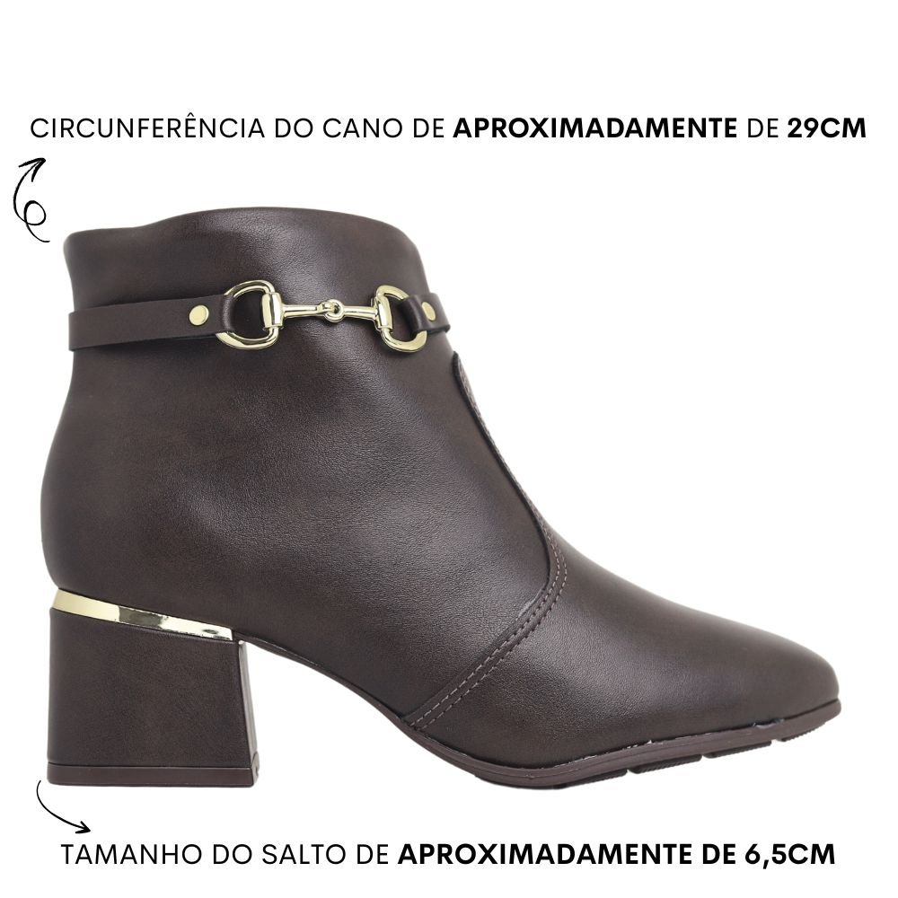 Bota Feminina Modare Cano Baixo Fivela Salto Bloco 7082.105 Marrom 2