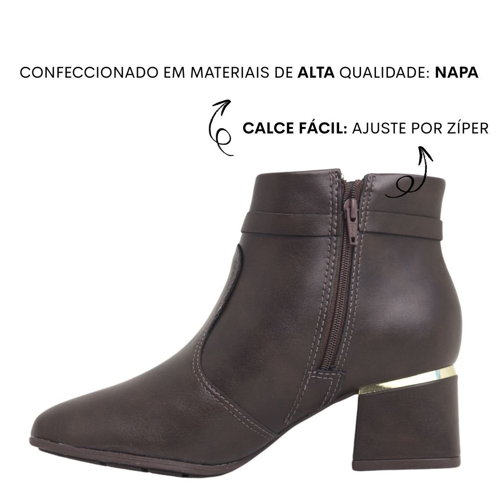 Bota Feminina Modare Cano Baixo Fivela Salto Bloco 7082.105 Marrom 3