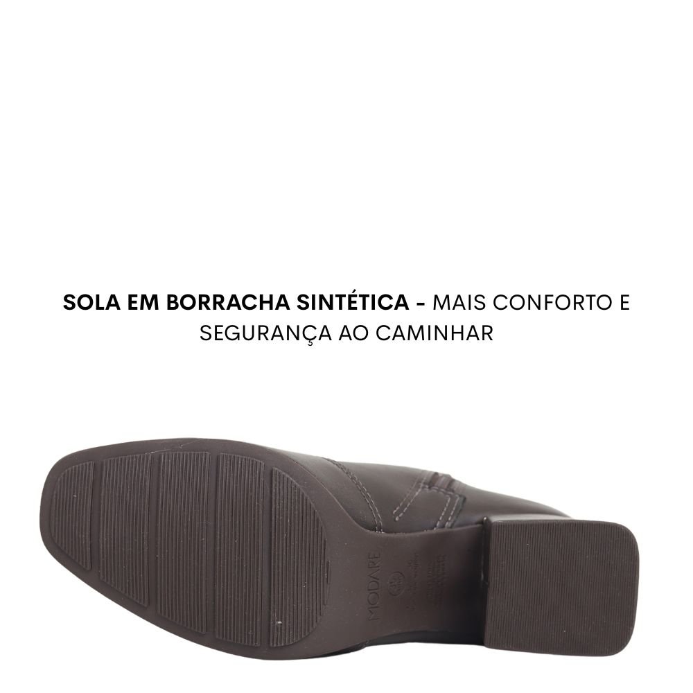 Bota Feminina Modare Cano Baixo Fivela Salto Bloco 7082.105 Marrom 5