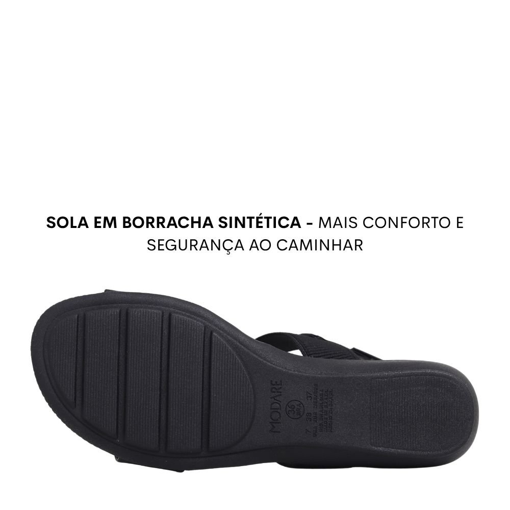 Sandalia Anabela Feminina Modare Elastico Pedrarias 7127.260 Preto 5