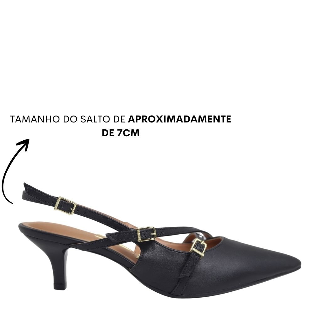 Scarpin Feminino Vizzano Slingback Salto Baixo Fino 1122.885 Preto 2